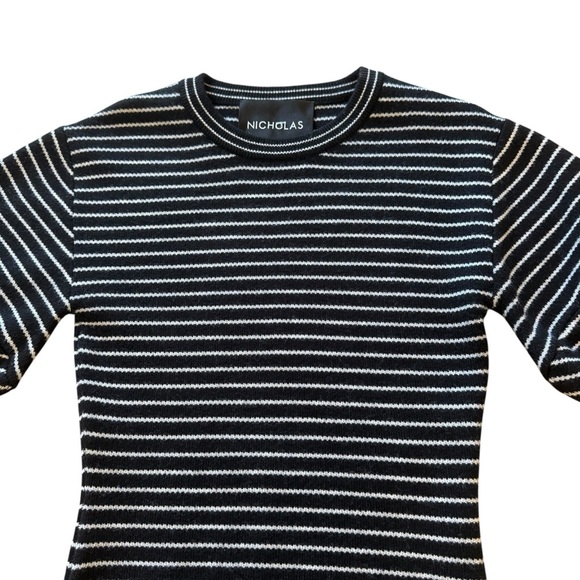 NICHOLAS Navy and White Striped Short Sleeve Tee - Picture 3 of 9